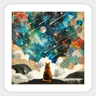 Cosmic Feline Dreamscape Sticker